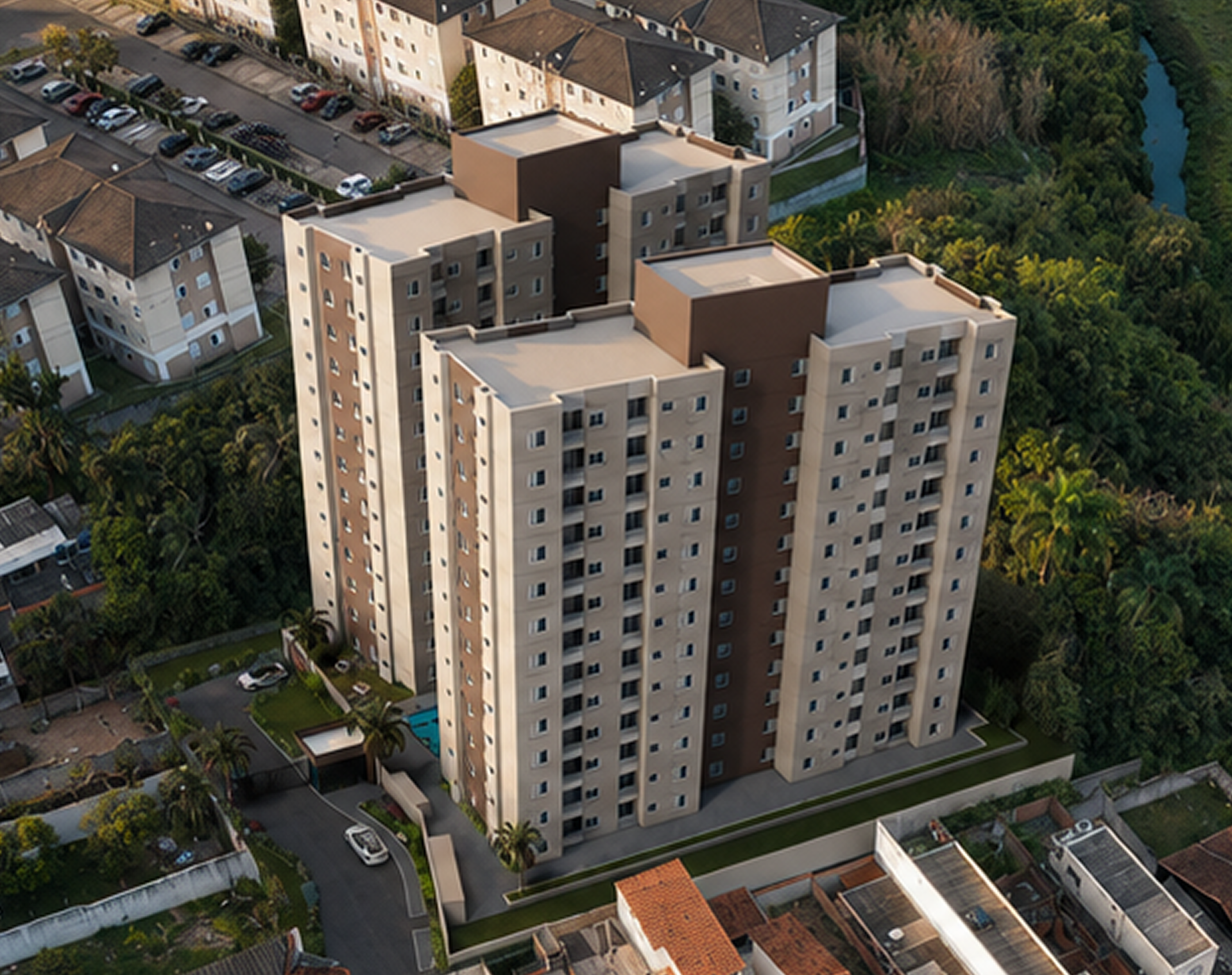 Vista aérea da localização do Residencial Braúna em Mogi das Cruzes