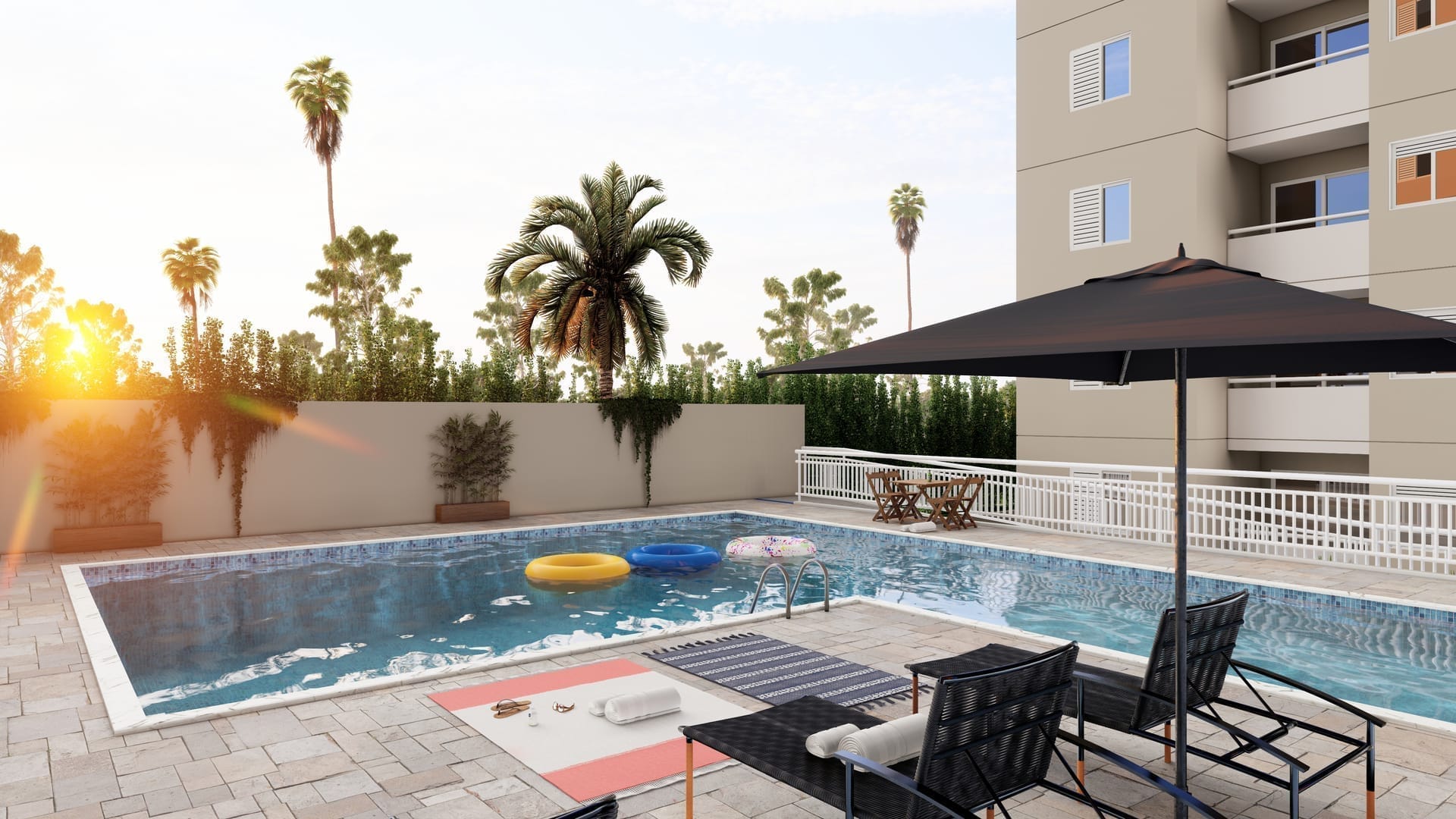 Piscina adulto e piscina infantil do Residencial Braúna